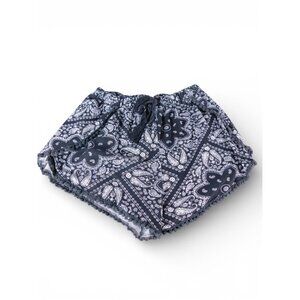 Paisley Shorts Womens XS Blue Boho Tassel Fringe Hot Pants Lounge Casual Summer